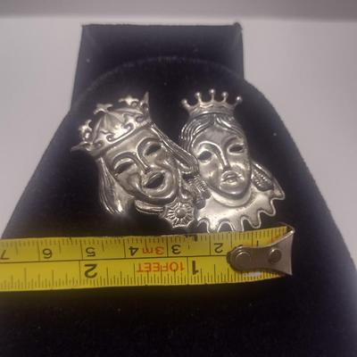 Vintage Sterling Silver Lang Pin- King and Queen Design- Approx Total Weight 9.98 Grams (#4)