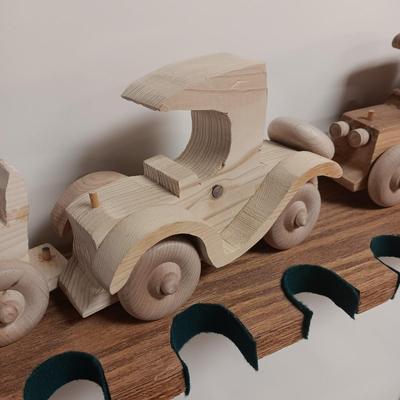 3 HANDCRAFTED WOODEN TOYS AND A CALIFORNIA RAISINS WATCH