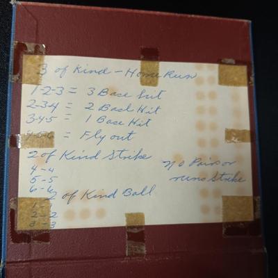 DRUEKE BASEBALL CRIBBAGE TYPE GAME AND A LOCKING METAL BOX