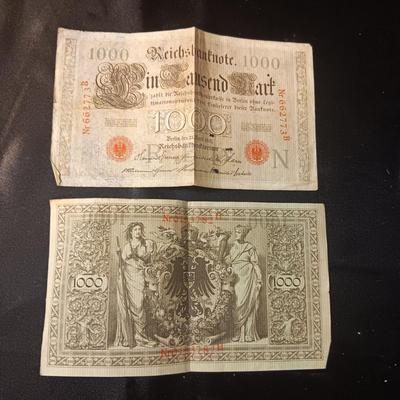 TWO 1,000 MARK REICHSBANKNOTE FROM IMPERIAL GERMANY, ISSUED IN 1910