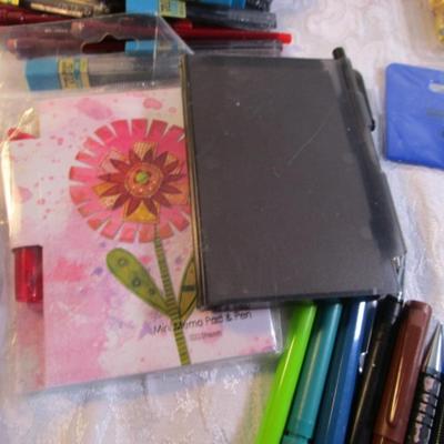 Sale Photo Thumbnail #14: Birthday & other greeting cards, note pads, Calculator, scissors, pencils, mechanical pencils, lead, pedometer, posti-it flags, tape, pens, etc. Pens are tested and they work.