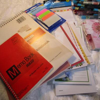 Sale Photo Thumbnail #15: Birthday & other greeting cards, note pads, Calculator, scissors, pencils, mechanical pencils, lead, pedometer, posti-it flags, tape, pens, etc. Pens are tested and they work.
