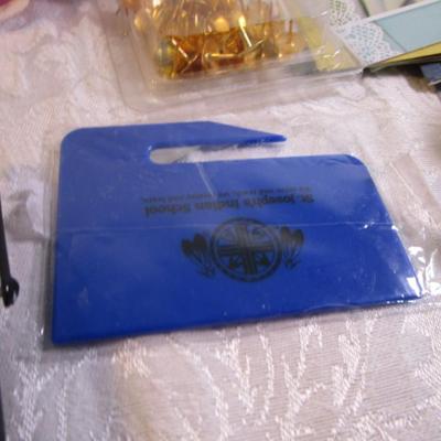 Sale Photo Thumbnail #17: Birthday & other greeting cards, note pads, Calculator, scissors, pencils, mechanical pencils, lead, pedometer, posti-it flags, tape, pens, etc. Pens are tested and they work.