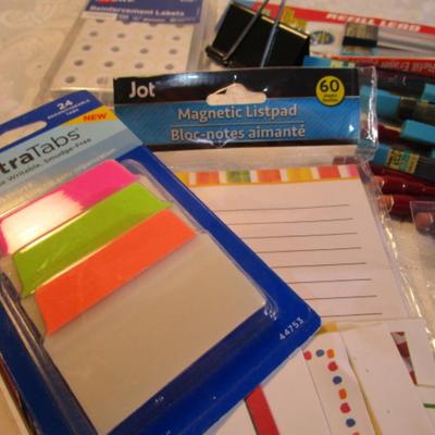 Sale Photo Thumbnail #16: Birthday & other greeting cards, note pads, Calculator, scissors, pencils, mechanical pencils, lead, pedometer, posti-it flags, tape, pens, etc. Pens are tested and they work.