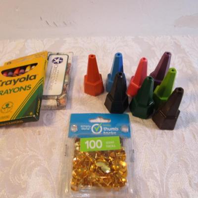 Sale Photo Thumbnail #25: Pencils, pens, crayolas, letter openers, ruler, chalk, colored pencils. Pens are tested and they work.
