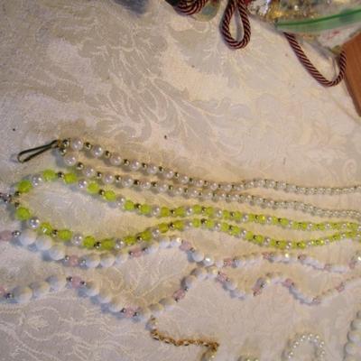 Sale Photo Thumbnail #65: Vintage rings, clip-on earrings, necklaces, bracelet, beaded lanyards. See pictures