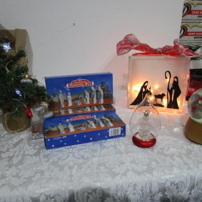 Sale Photo Thumbnail #74: 3 new nativity sets, 1 lighted nativity box, glass ornament, snow globe, lighted mini Christmas tree with mini ornaments