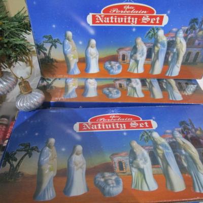 Sale Photo Thumbnail #77: 3 new nativity sets, 1 lighted nativity box, glass ornament, snow globe, lighted mini Christmas tree with mini ornaments