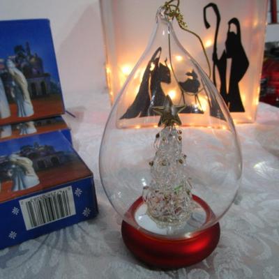 Sale Photo Thumbnail #76: 3 new nativity sets, 1 lighted nativity box, glass ornament, snow globe, lighted mini Christmas tree with mini ornaments