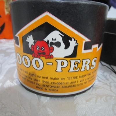 Sale Photo Thumbnail #88: Talking, moving & singing witch takes 3 AA batteries not included; musical, lighted & moving Halloween carousel takes 4 AA batteries not included; metal black cat; Boo-pers makes creepy noise; scarecrow pumpkin