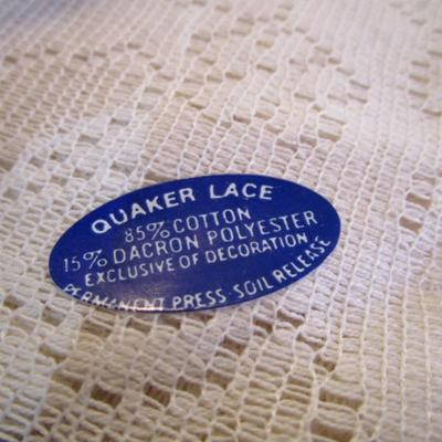 Sale Photo Thumbnail #291: Ecru is 62" x 76", cream is 118" x 64", napkins are 16-1/2" x 16-1/2"