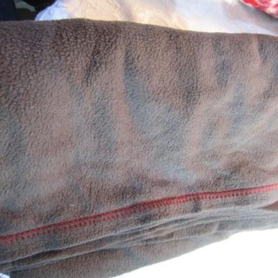 Sale Photo Thumbnail #388: Poinsettia blanket is 60" x 50", red blanket is 50" x 60", gray blanket is 37-1/2" x 69", see pictures