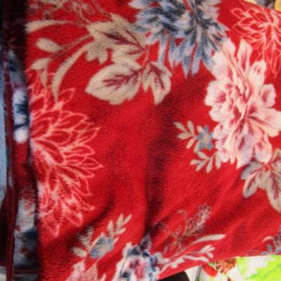 Sale Photo Thumbnail #387: Poinsettia blanket is 60" x 50", red blanket is 50" x 60", gray blanket is 37-1/2" x 69", see pictures