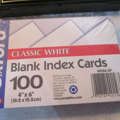 Sale Photo Thumbnail #537: 12 white 5" x 7" legal pads, 4 Post-it 4" x 6" lined pads, 4 AA batteries good to 2034, 2 AAA batteries good to 2030, index cards 4 x 6, 1 post-it 3" x 5" pad, 1 Post-it 2" x 3" pads, Cross pen in case, 2 boxes of staples, 1 roll shipping tape, 1 letter o