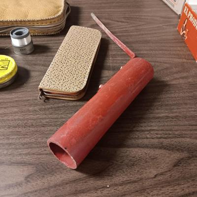 SHORT KUTT POCKET SAW, SPINNING REEL SPOOL, FISHING FLIES BOOK AND MORE