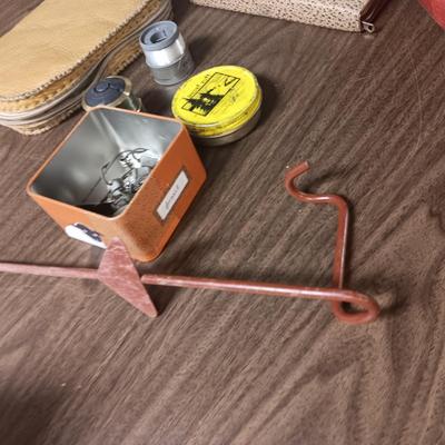 SHORT KUTT POCKET SAW, SPINNING REEL SPOOL, FISHING FLIES BOOK AND MORE