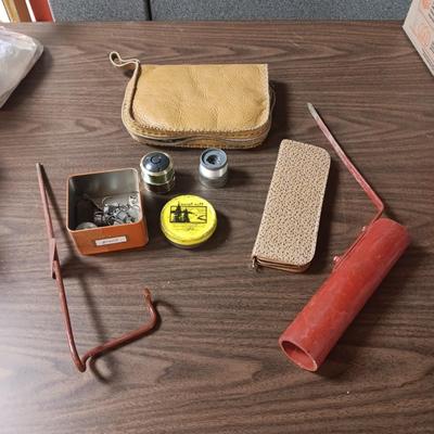 SHORT KUTT POCKET SAW, SPINNING REEL SPOOL, FISHING FLIES BOOK AND MORE