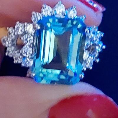 Beautiful Topaz and Sapphire Sterling Silver Ring