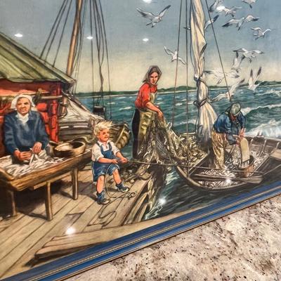 Lot 51 Sea side fishing scene print