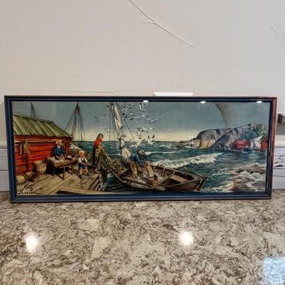Lot 51 Sea side fishing scene print
