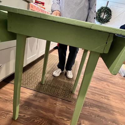 Lot 57 Green Drop leaf farm table