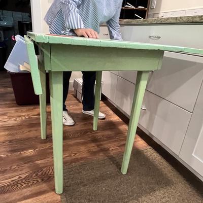 Lot 57 Green Drop leaf farm table