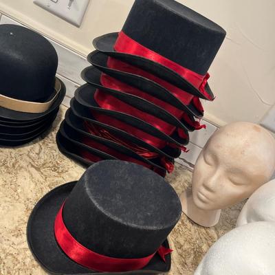 Lot 88 Hats & Styrofoam wig mounts