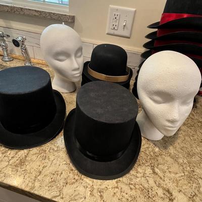 Lot 88 Hats & Styrofoam wig mounts