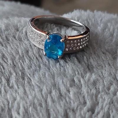 Beautiful blue topaz sterling silver ring