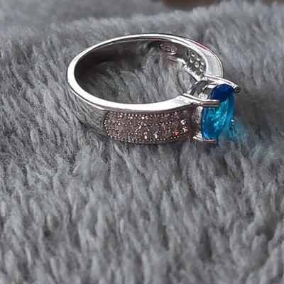 Beautiful blue topaz sterling silver ring