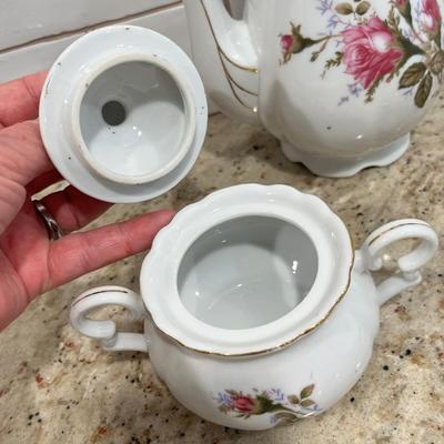Lot 100 Moss Rose Demitasse Tea Set
