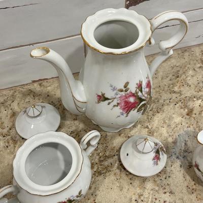 Lot 100 Moss Rose Demitasse Tea Set