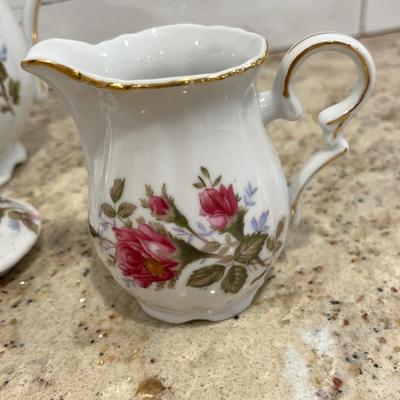Lot 100 Moss Rose Demitasse Tea Set