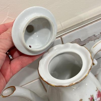 Lot 100 Moss Rose Demitasse Tea Set