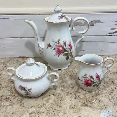Lot 100 Moss Rose Demitasse Tea Set
