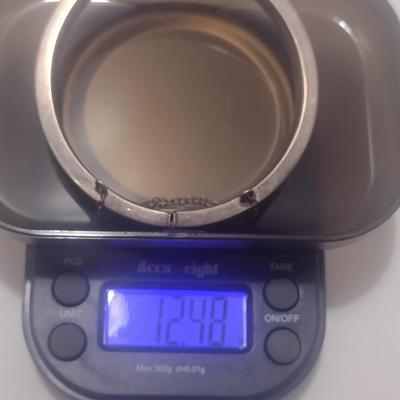 Sterling Silver Bangle Bracelet with Etched Design- Approx Total Weight 12.48 Grams (#6)