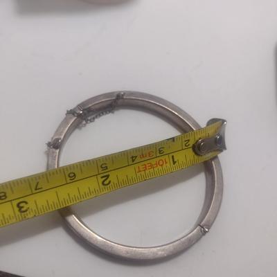 Sterling Silver Bangle Bracelet with Etched Design- Approx Total Weight 12.48 Grams (#6)