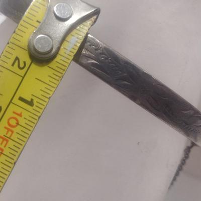 Sterling Silver Bangle Bracelet with Etched Design- Approx Total Weight 12.48 Grams (#6)