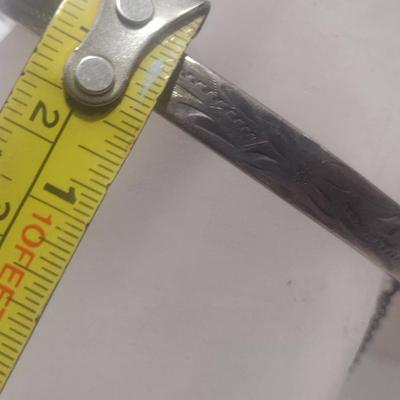Sterling Silver Bangle Bracelet with Etched Design- Approx Total Weight 12.48 Grams (#6)