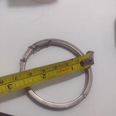 Sterling Silver Bangle Bracelet with Etched Design- Approx Total Weight 12.48 Grams (#6)