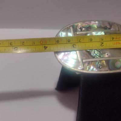 Abalone Belt Buckle- Marked 'Mexico'- Possibly Sterling (#7)