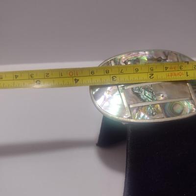 Abalone Belt Buckle- Marked 'Mexico'- Possibly Sterling (#7)