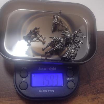 Sterling Silver Brooch and Earrings- Bagpiper Design- Approx Total Weight 15.93 Grams (#8)