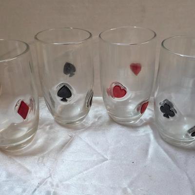 Artland Poker Collection Highball Glasses – Set of 4 – Fused Playing Card Suit Design