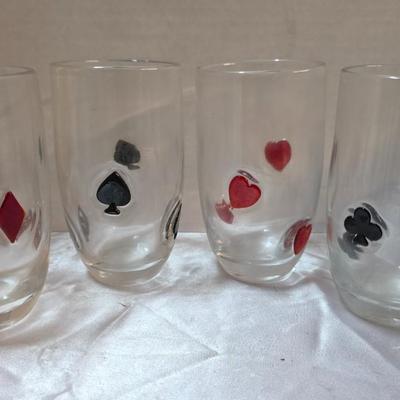 Artland Poker Collection Highball Glasses – Set of 4 – Fused Playing Card Suit Design