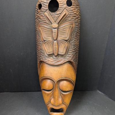Primitive Wood Hand Carved Tribal African Mask By C. Dupre #15