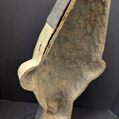 African Punu Spirit Mask Gabon African Wood Carved With Stand