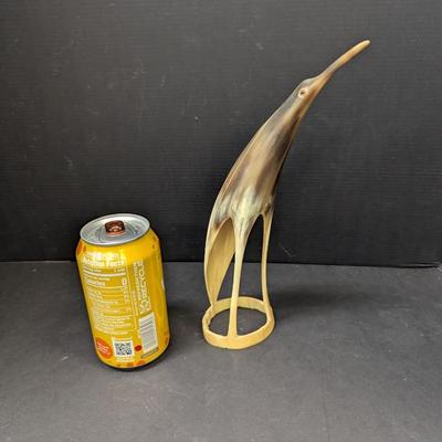 Vintage Carved Horn Heron Sculpture