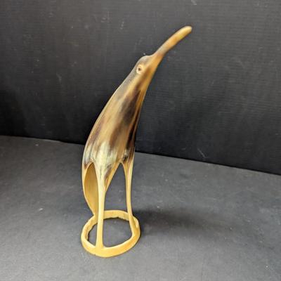 Vintage Carved Horn Heron Sculpture