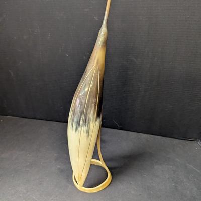 Vintage Carved Horn Heron Sculpture